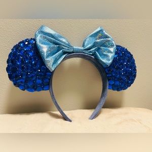 Disney Rhinestone Ears Blue Bow Handmade